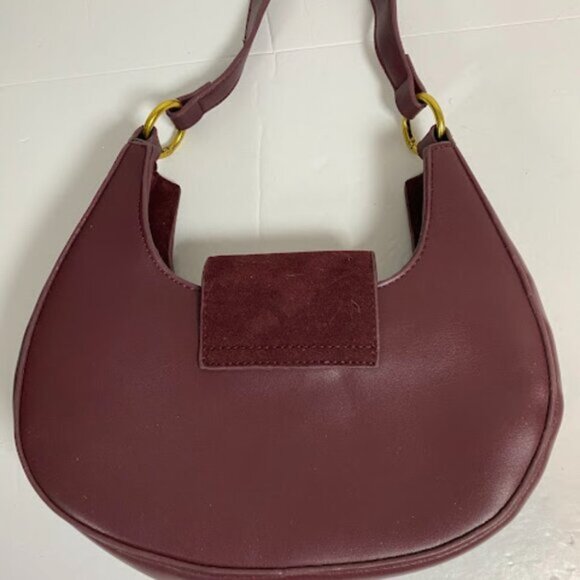 Women's Maroon Leather Shoulder Bag Hobo Bag - Picture 2 of 8